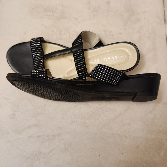 Laura Ashley La Ivy Black Low Wedge slip on Sandals size 10M - Picture 2 of 6